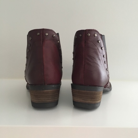 Genuine Leather Boot Bootie with Studs Red Wine - Picture 5 of 6